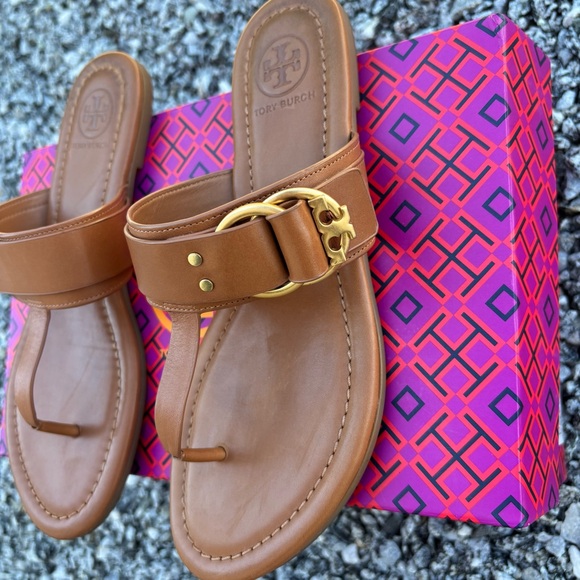 Tory Burch Tan Leather Thong Sandals - Picture 6 of 7